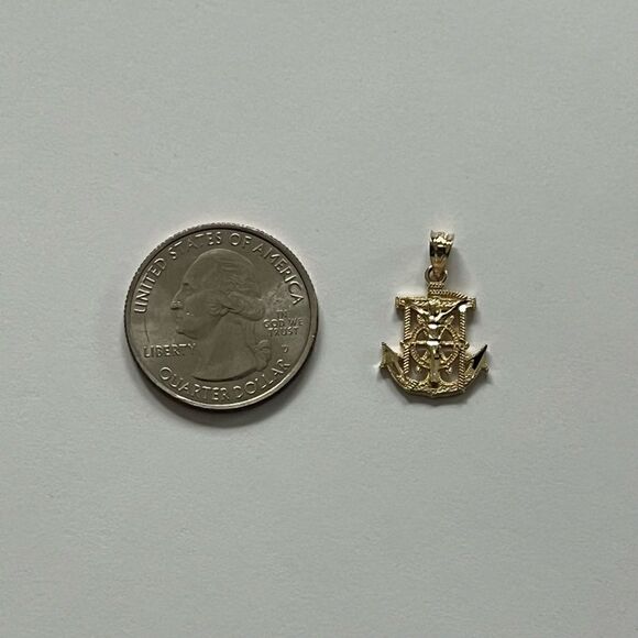 14k Solid Gold anchor Charm | Religious Charm | Birthday Gift | Real Gold | - Picture 7 of 10
